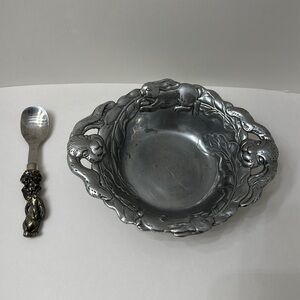 Arthur Court Baby rabbit keepsake bowl and spoon